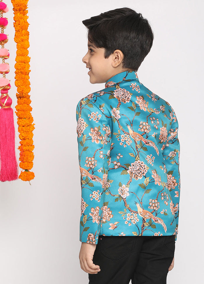 Turquoise Silk Ethnic Jacket - Indian Silk House Agencies