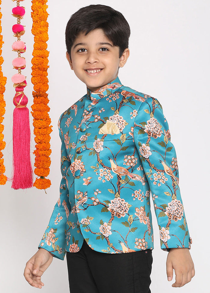 Turquoise Silk Ethnic Jacket - Indian Silk House Agencies