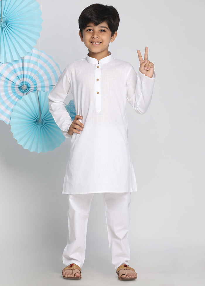 White Festive Silk Kurta Pajama Set