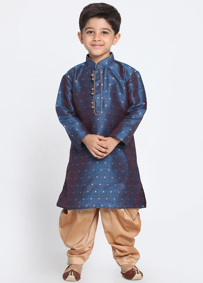 Dark Blue Festive Silk Kurta Pajama Set - Indian Silk House Agencies