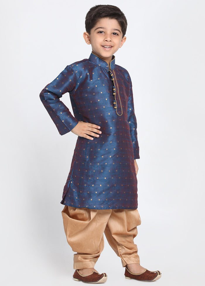 Dark Blue Festive Silk Kurta Pajama Set - Indian Silk House Agencies