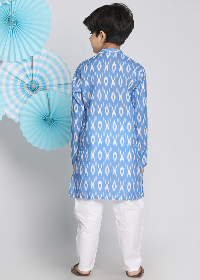 Blue Festive Cotton Kurta Pajama Set - Indian Silk House Agencies