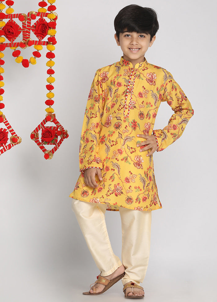 Mustard Festive Silk Kurta Pajama Set