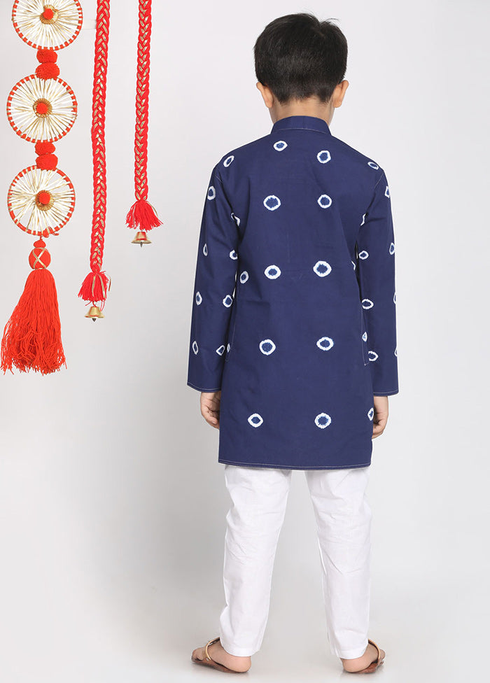 Blue Festive Cotton Kurta Pajama Set
