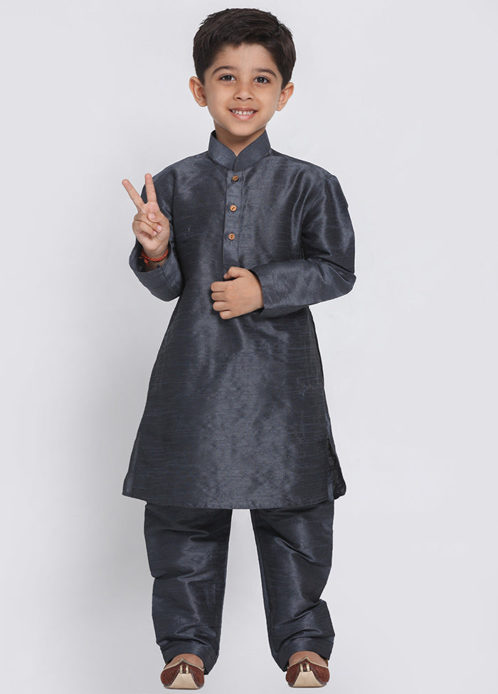 Grey Festive Silk Kurta Pajama Set - Indian Silk House Agencies