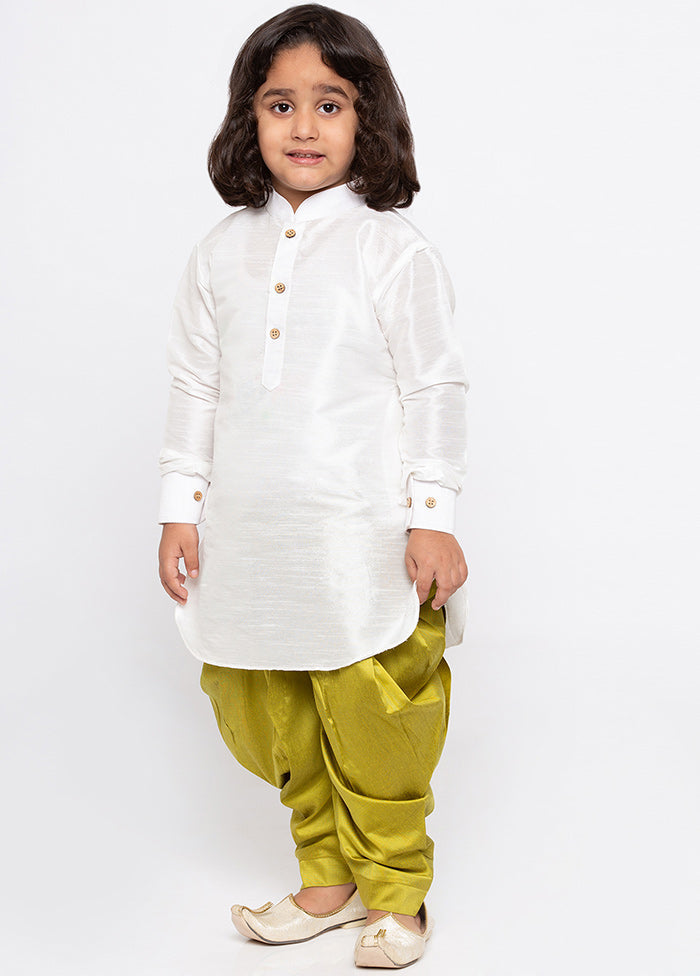 White Festive Silk Kurta Pajama Set
