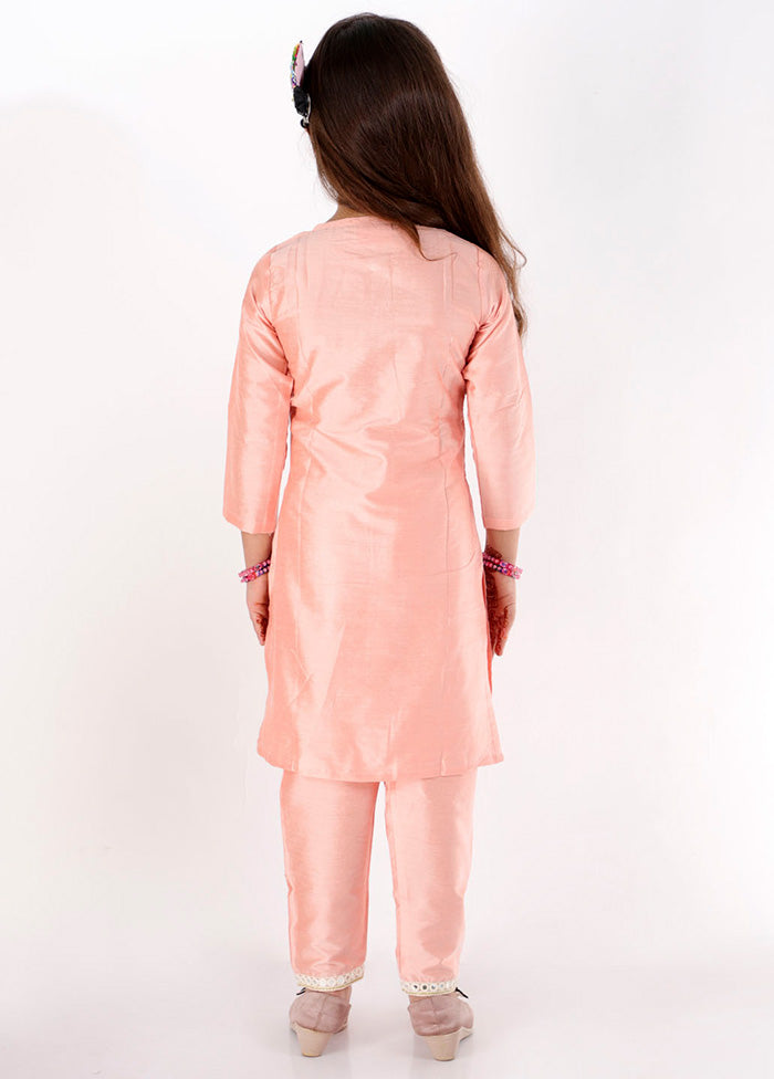 Pink Viscose Fabric Mirror Work Kurta And Pant Set - Indian Silk House Agencies