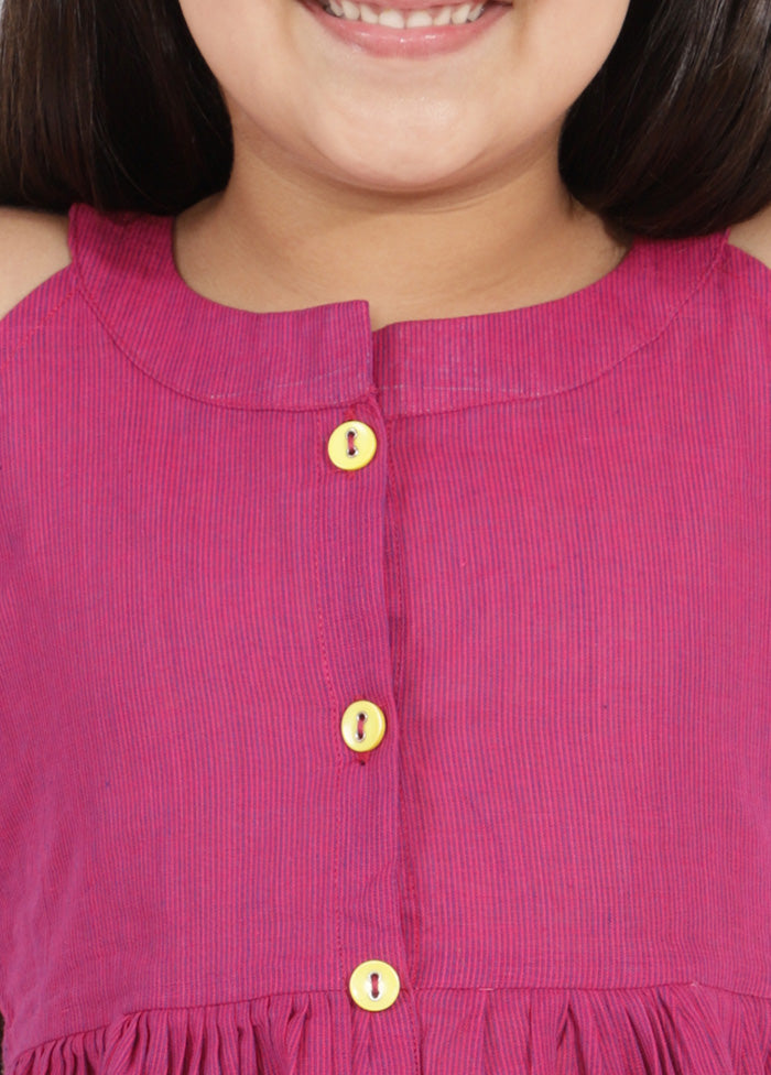 Pink And Yellow Pure Handloom Cotton Fabric Short Kurta With Straight Pants - Indian Silk House Agencies