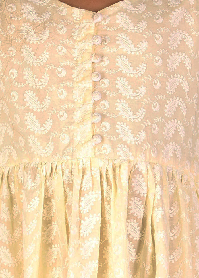 Light Yellow Pure Cotton Indian Dress - Indian Silk House Agencies