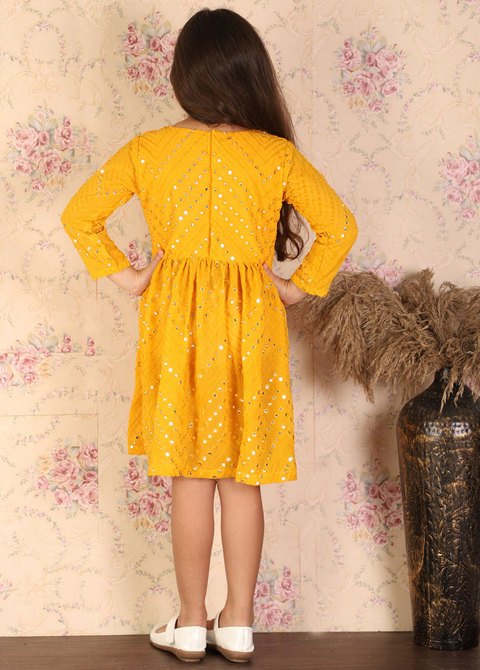 Yellow Georgette Indian Dress - Indian Silk House Agencies