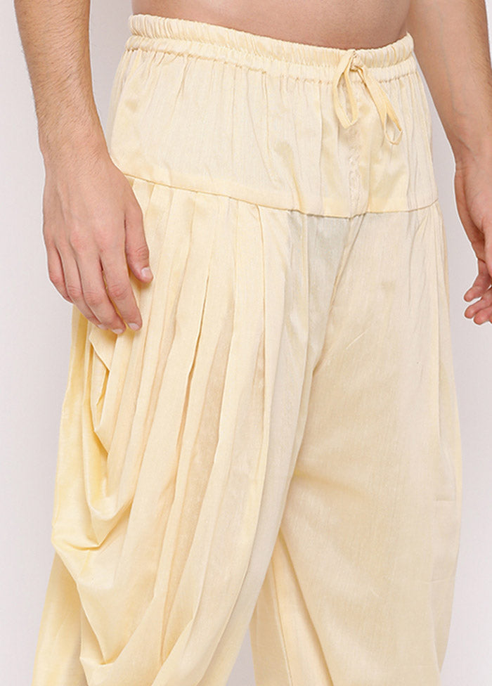 Cream Dupion Silk Solid Dhoti