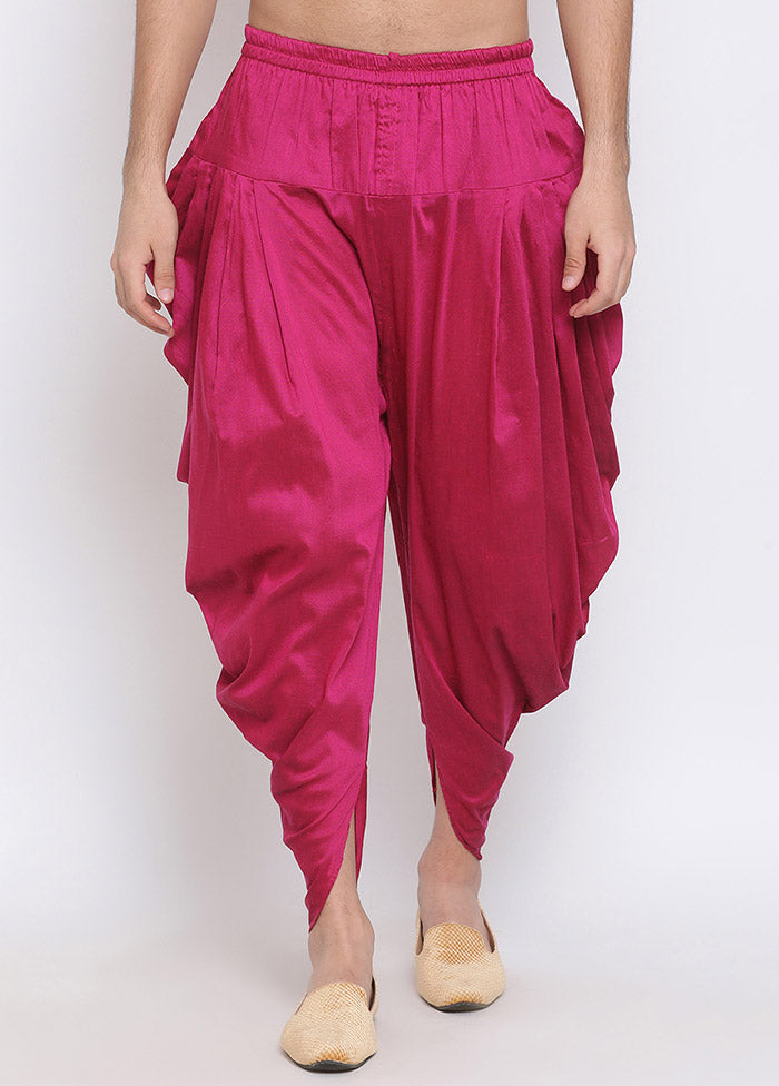 Pink Dupion Silk Solid Dhoti - Indian Silk House Agencies
