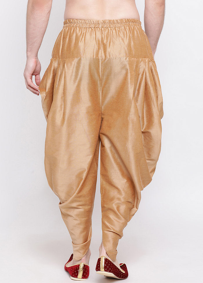 Rose Gold Dupion Silk Solid Dhoti - Indian Silk House Agencies