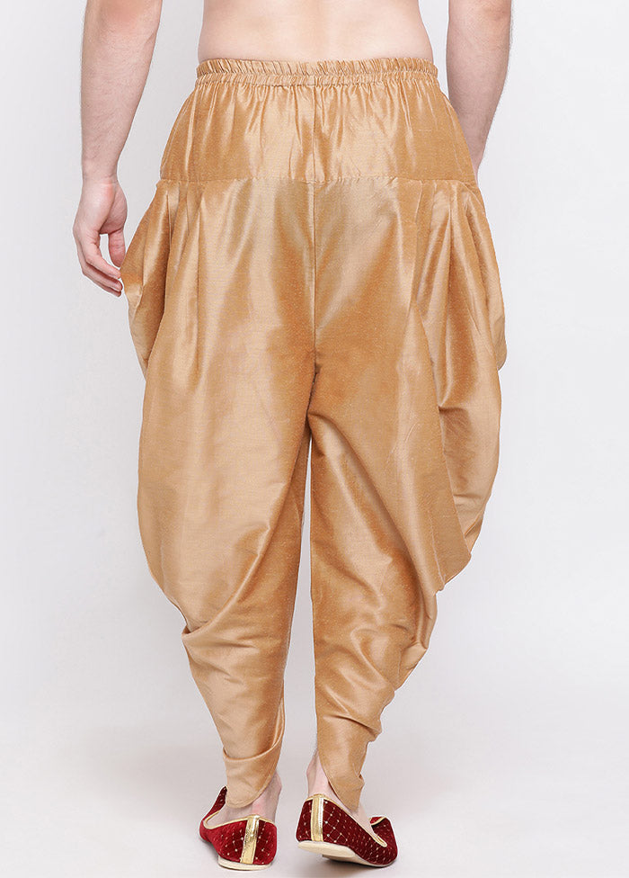 Rose Gold Dupion Silk Solid Dhoti