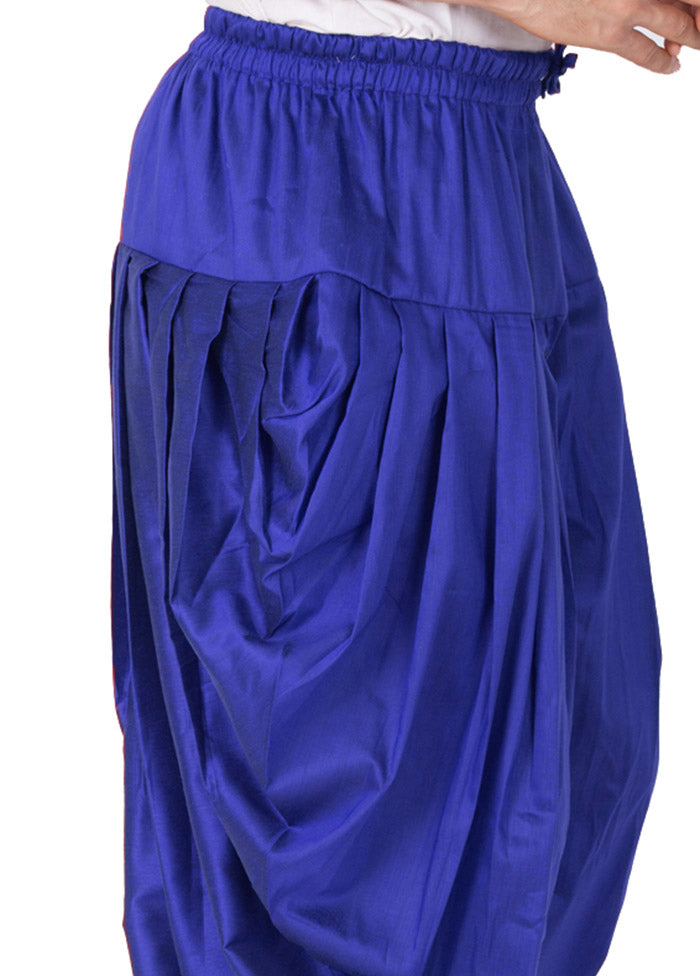 Royal Blue Cotton Solid Dhoti - Indian Silk House Agencies
