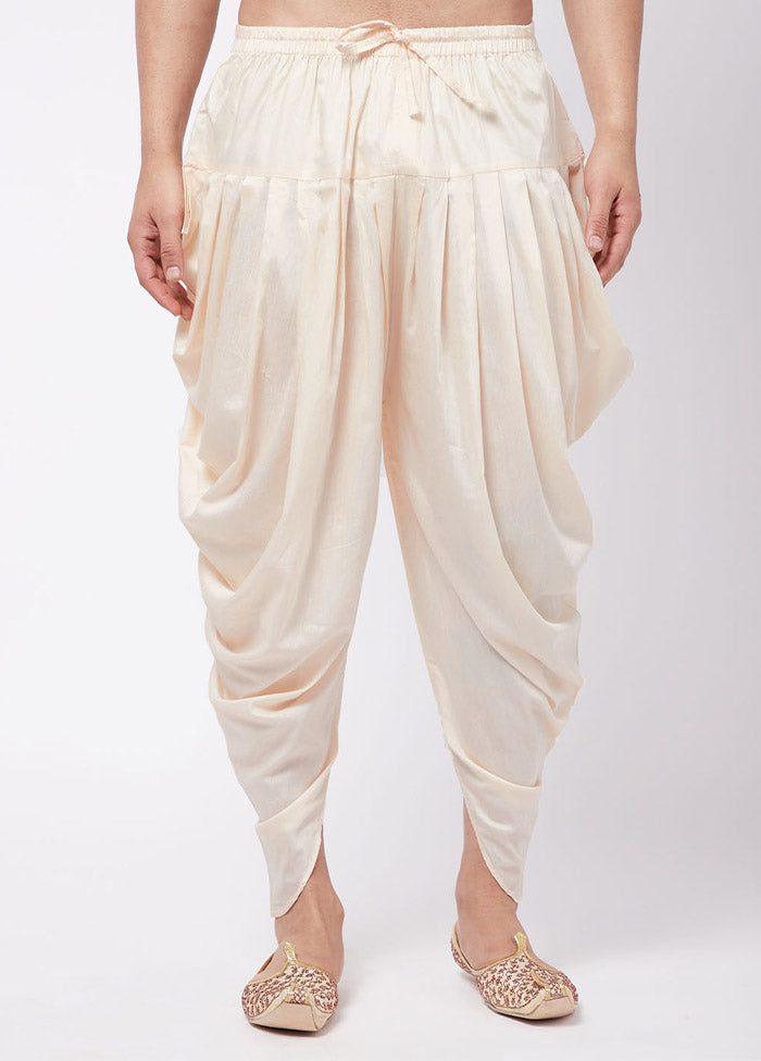 Cream Cotton Solid Dhoti - Indian Silk House Agencies