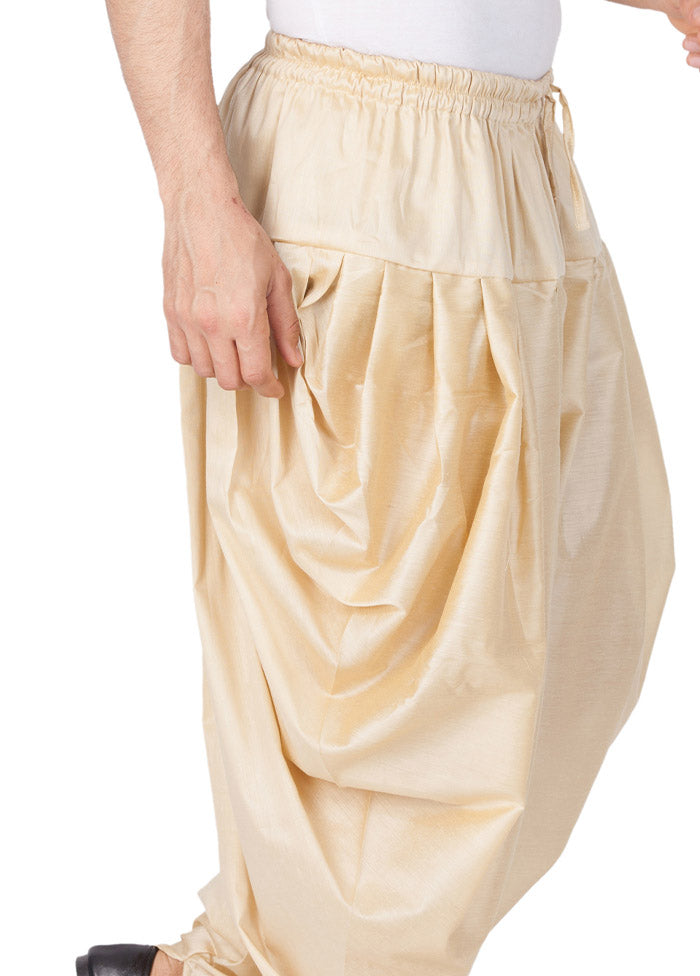 Gold Cotton Solid Dhoti - Indian Silk House Agencies