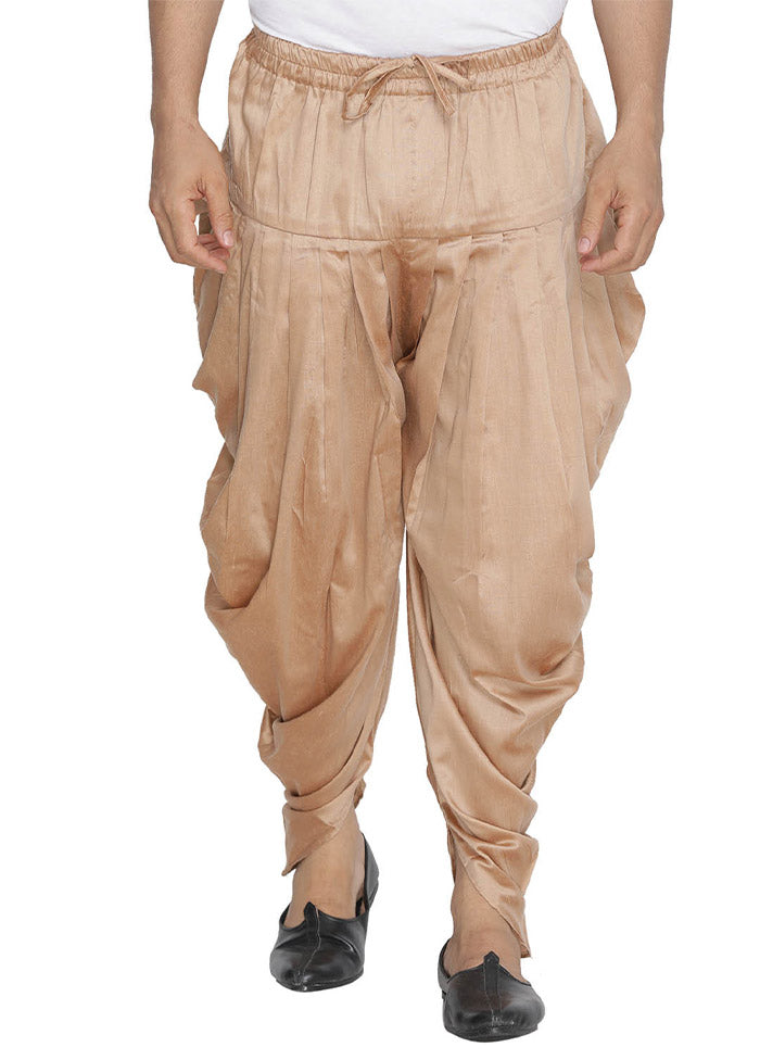 Rose Gold Cotton Solid Dhoti - Indian Silk House Agencies