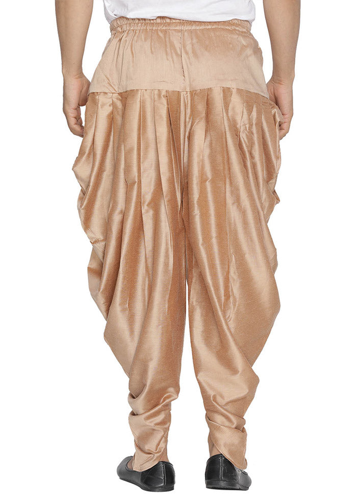Rose Gold Cotton Solid Dhoti