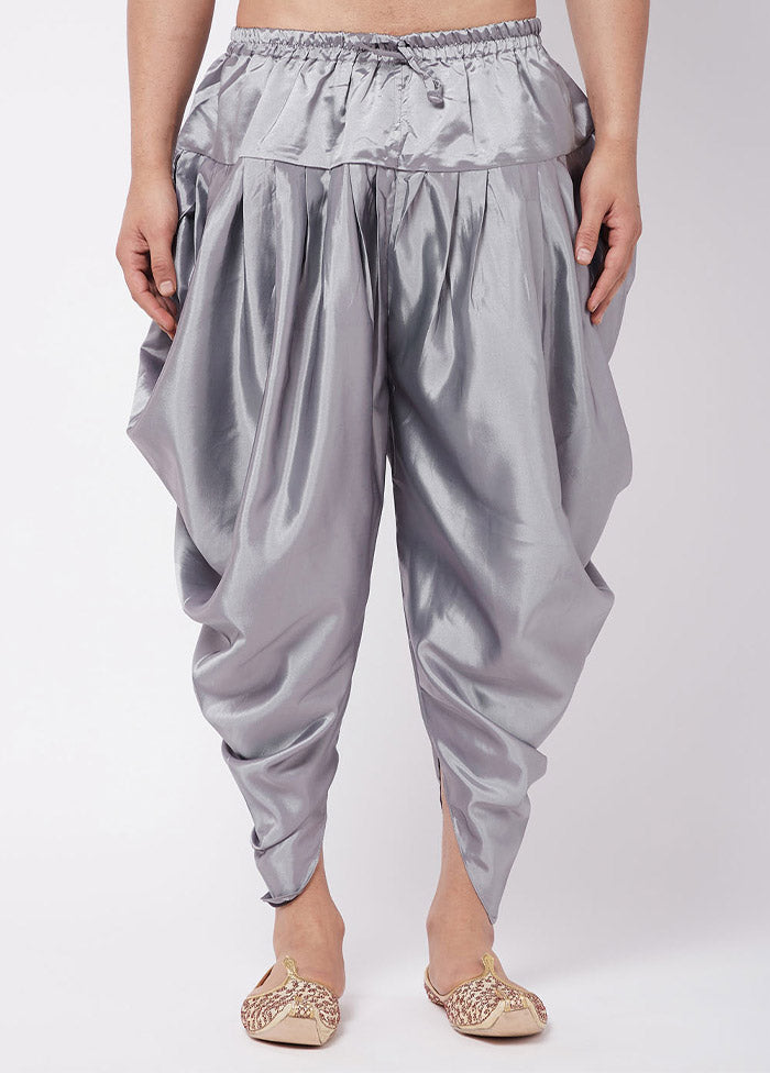 Silver Cotton Solid Dhoti - Indian Silk House Agencies