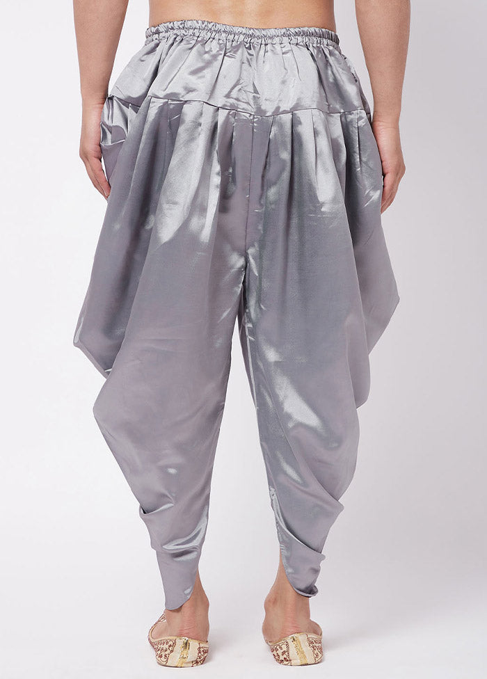 Silver Cotton Solid Dhoti - Indian Silk House Agencies