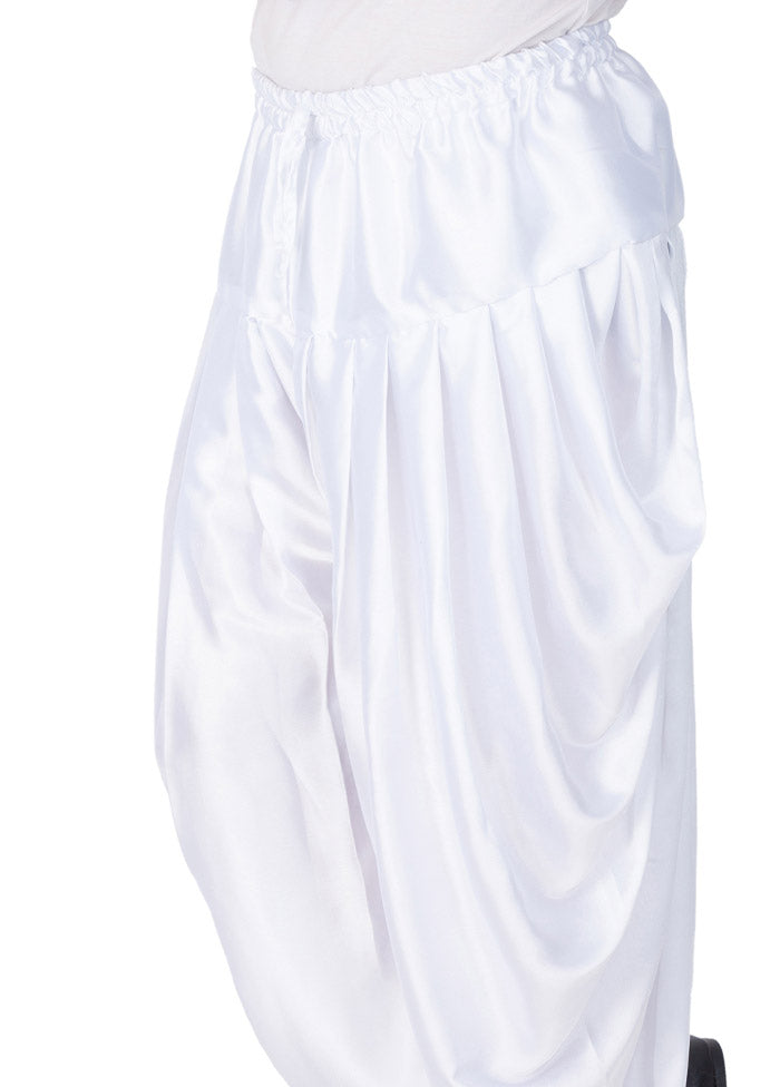 White Cotton Solid Dhoti - Indian Silk House Agencies
