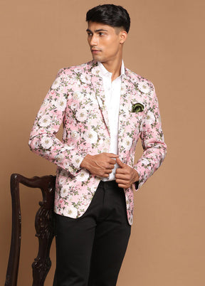Pink Dupion Silk Printed Blazer VDVAS30062283 - Indian Silk House Agencies