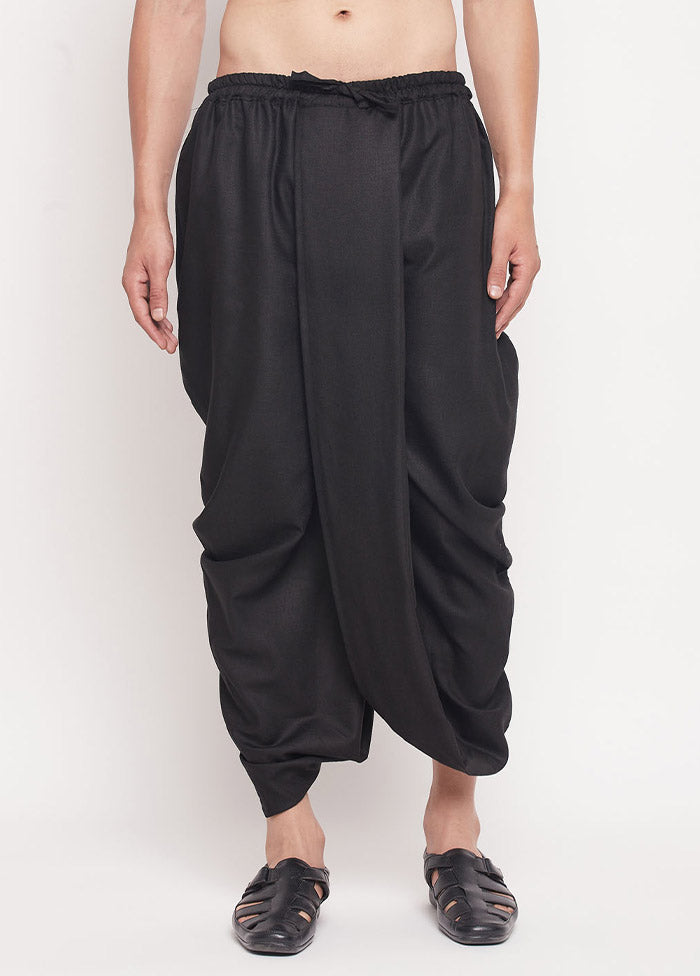 Black Cotton Solid Dhoti - Indian Silk House Agencies