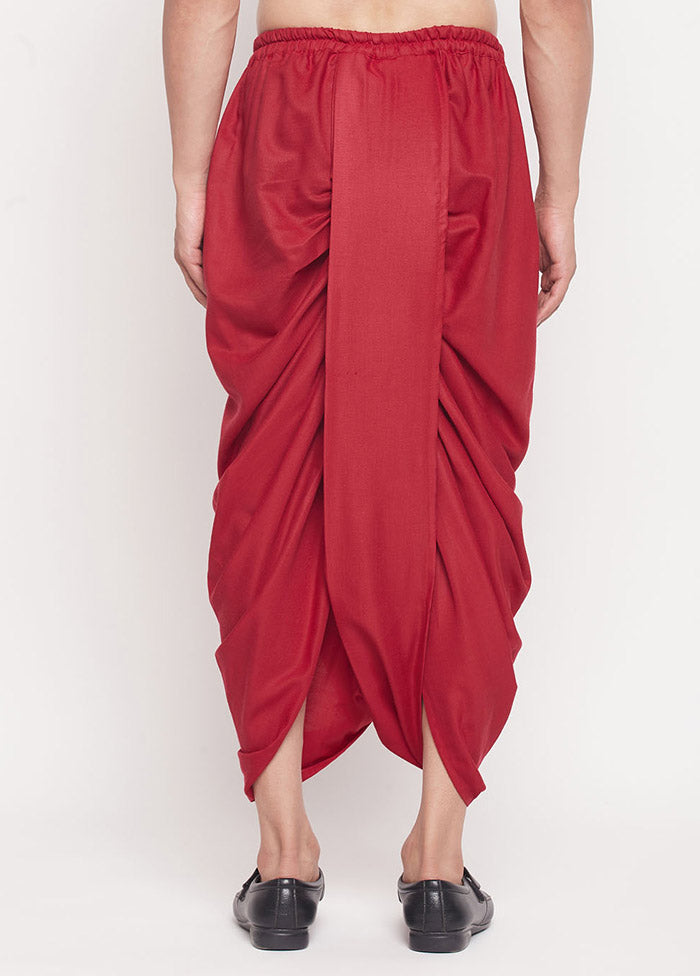 Maroon Cotton Solid Dhoti - Indian Silk House Agencies