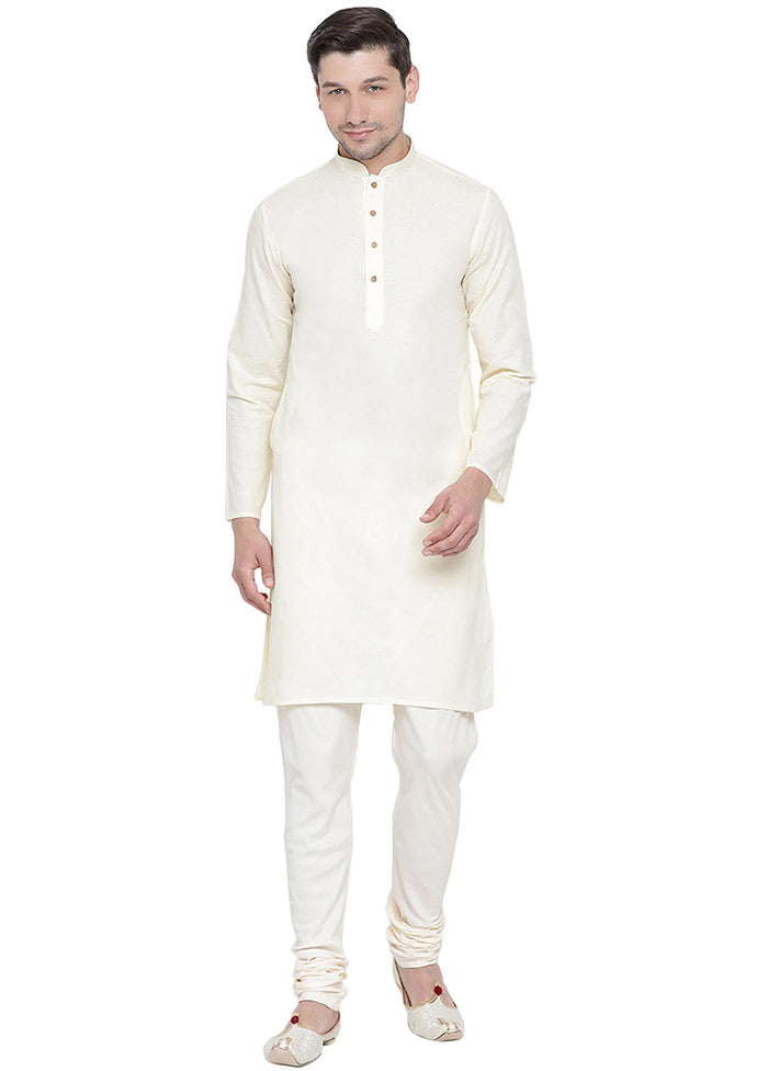 2 Pc Beige Cotton Kurta With Beige Churidar VDVAS30062043 - Indian Silk House Agencies
