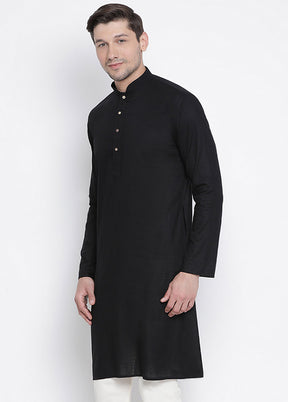 2 Pc Black Cotton Kurta With Beige Churidar VDVAS30062045 - Indian Silk House Agencies