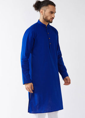 2 Pc Blue Cotton Kurta With White Churidar VDVAS30062112 - Indian Silk House Agencies