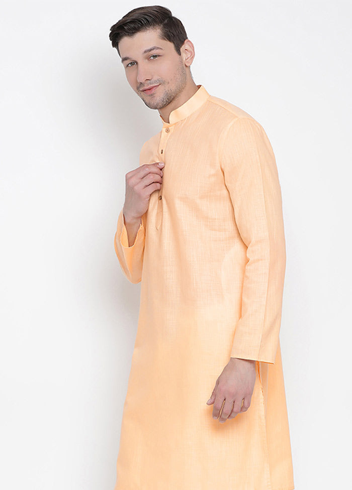 2 Pc Light Orange Cotton Kurta With Beige Churidar VDVAS30062047 - Indian Silk House Agencies