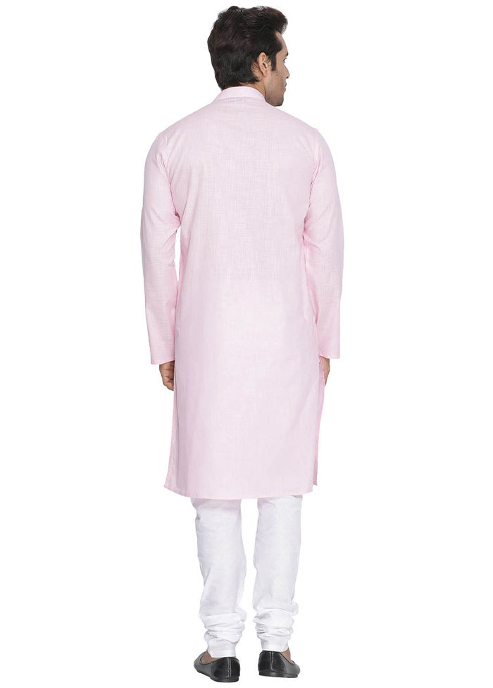 2 Pc Light Pink Cotton Kurta With White Churidar VDVAS30062065 - Indian Silk House Agencies