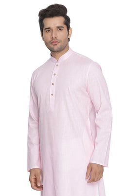 2 Pc Light Pink Cotton Kurta With White Churidar VDVAS30062065 - Indian Silk House Agencies