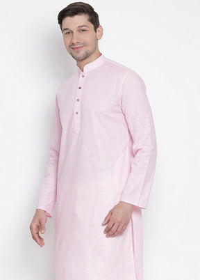 2 Pc Pink Cotton Kurta With Beige Churidar VDVAS30062053 - Indian Silk House Agencies
