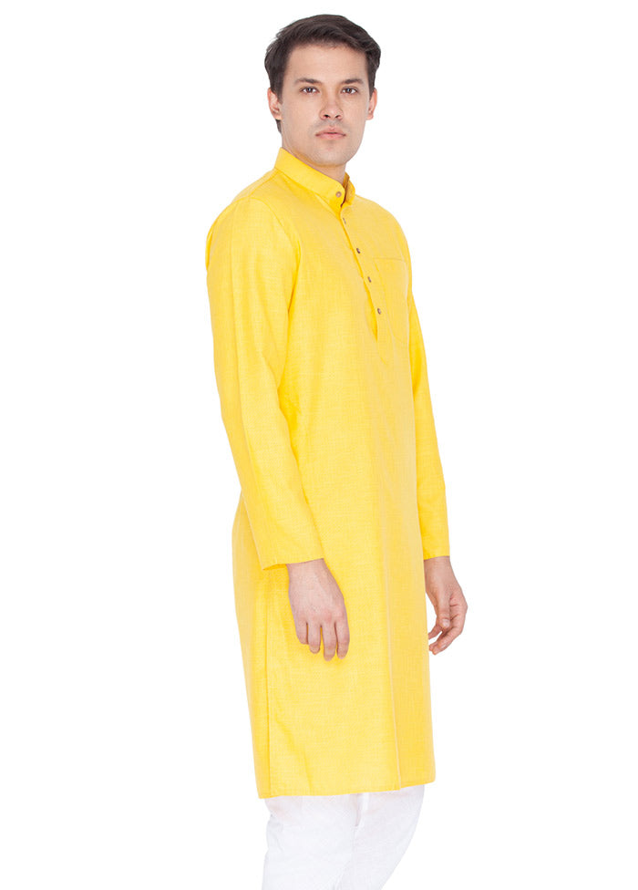 2 Pc Yellow Cotton Kurta Pajama Set VDVAS30062041 - Indian Silk House Agencies