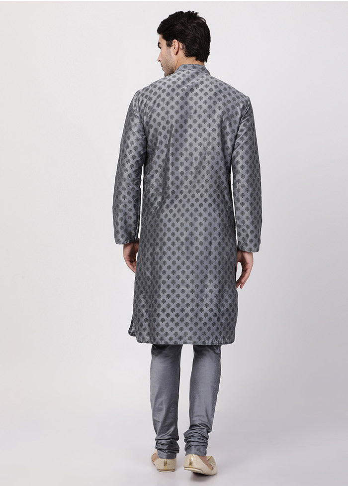 2 Pc Grey Cotton Kurta Pajama Set VDVAS30062031 - Indian Silk House Agencies