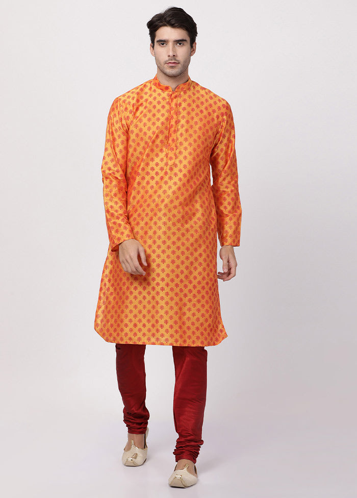 2 Pc Orange Cotton Kurta Pajama Set VDVAS30062032 - Indian Silk House Agencies