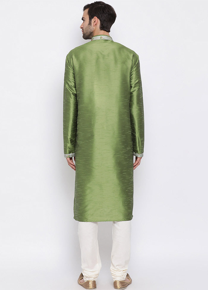 2 Pc Green Cotton Kurta Pajama Set VDVAS30062069 - Indian Silk House Agencies