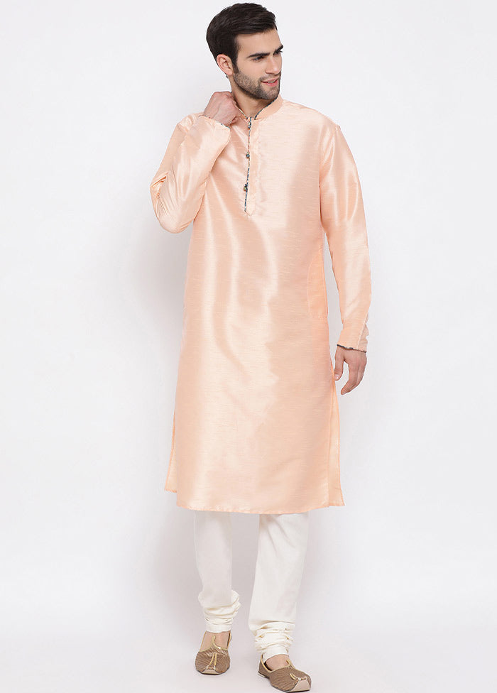 2 Pc Peach Cotton Kurta Pajama Set VDVAS30062070 - Indian Silk House Agencies