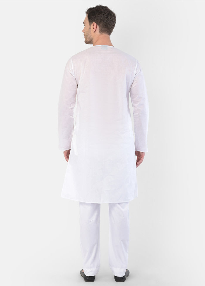 2 Pc White Cotton Kurta Pajama Set VDVAS30062078 - Indian Silk House Agencies