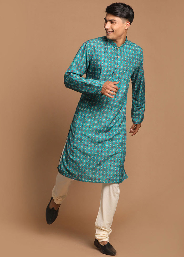 2 Pc Sky Blue Cotton Kurta Pajama Set VDVAS30062142 - Indian Silk House Agencies