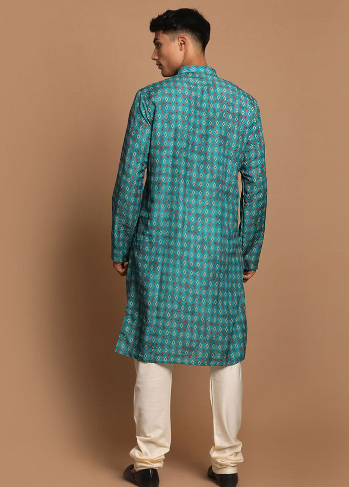2 Pc Sky Blue Cotton Kurta Pajama Set VDVAS30062142 - Indian Silk House Agencies