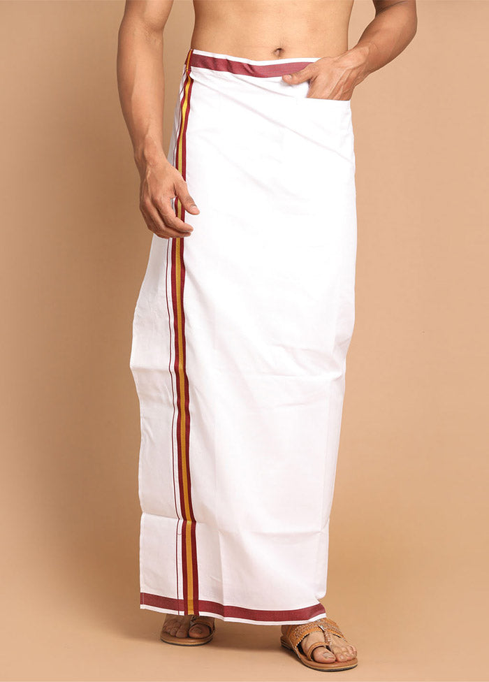 White Cotton Solid Dhoti