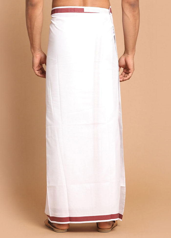 White Cotton Solid Dhoti