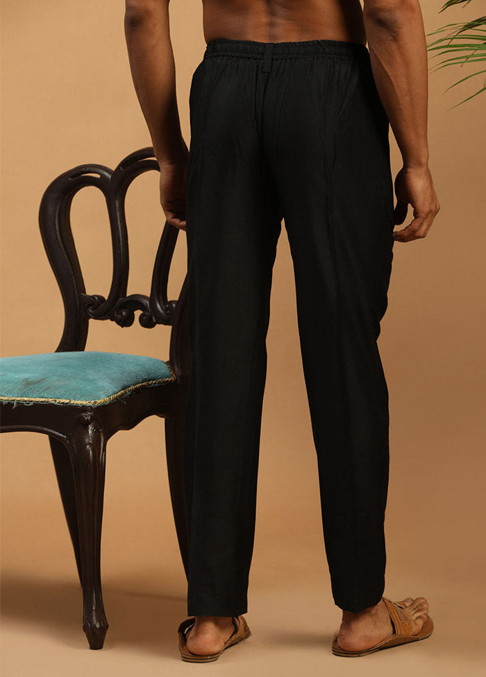 Black Viscose Solid Pajama - Indian Silk House Agencies
