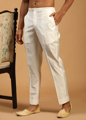 White Viscose Solid Pajama - Indian Silk House Agencies