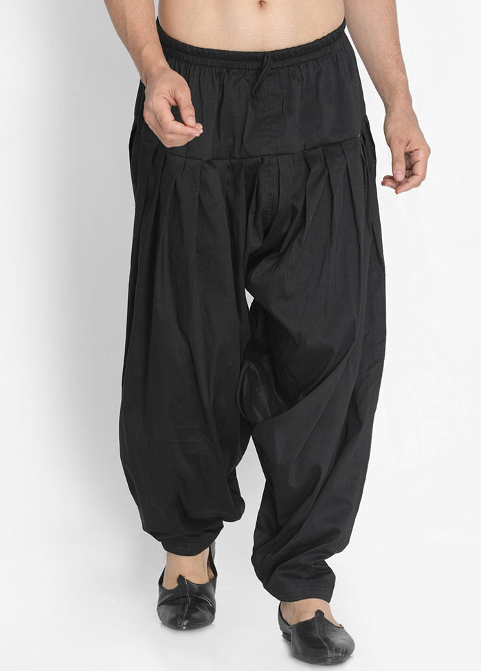 Black Cotton Solid Pajama - Indian Silk House Agencies