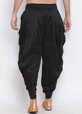 Black Dupion Silk Solid Dhoti